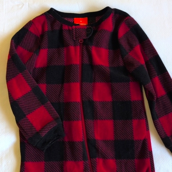 joe fresh buffalo check fleece footless zipper sleeper pajamas 12-18 months baby - Picture 4 of 5